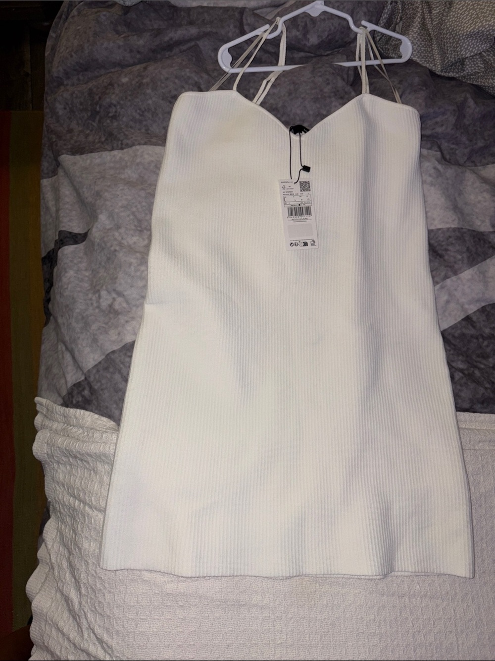 Mango white Ribbed Spaghetti-Strap Mini Dress - Picture 4 of 8